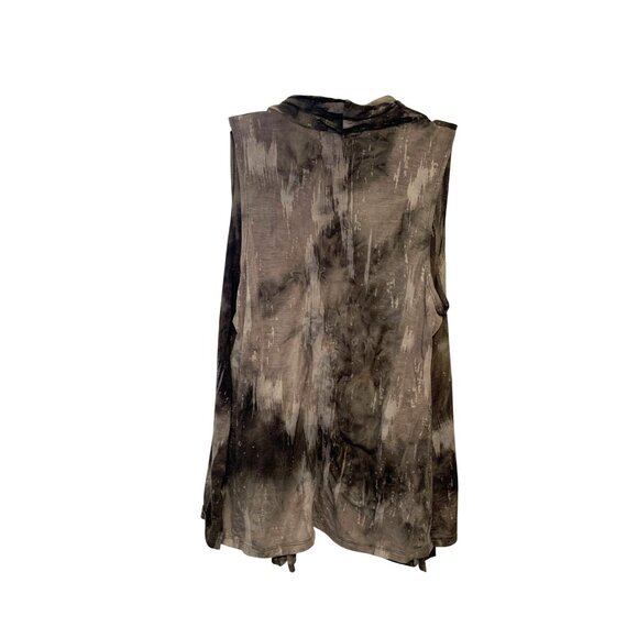 Maurices Womens Size XL Sleeveless Cardigan Jacket Open Front Gray Black Asymmet - Picture 3 of 3